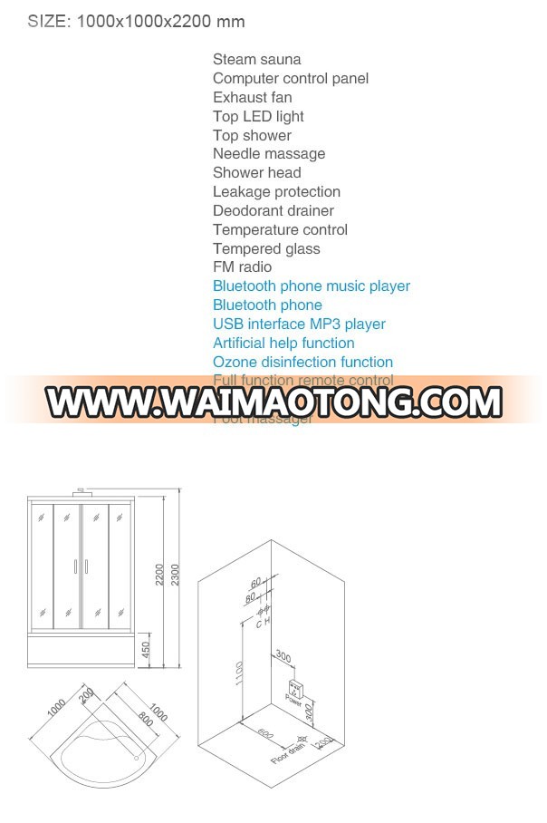 J-WLT704 China factory price outdoor ozo<em></em>nator steam shower room