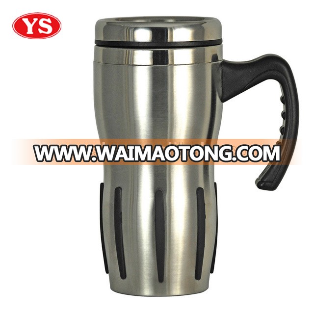 16 oz double wall stainless steel thermos office mug with handle