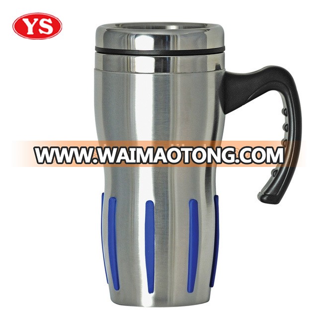 16 oz double wall stainless steel thermos office mug with handle