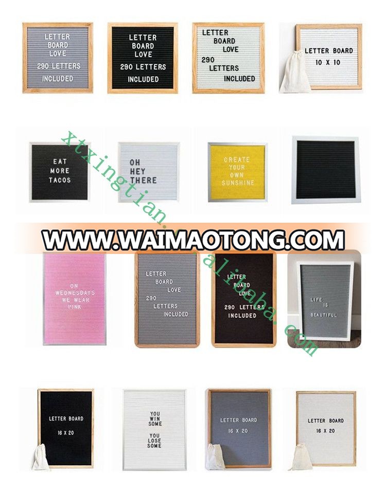 China suppliers Custom size oak f<em></em>rame changeable felt letter board with 340 letters stands