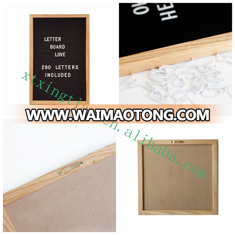 Enviro<em></em>nmental Felt Letter Board With White Plastic Letters Oak f<em></em>rame