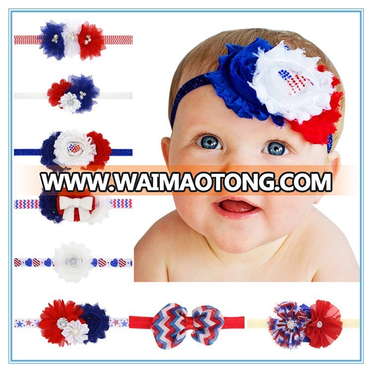 New trendy 4th of July baby girl headband fashion fabric flower headband