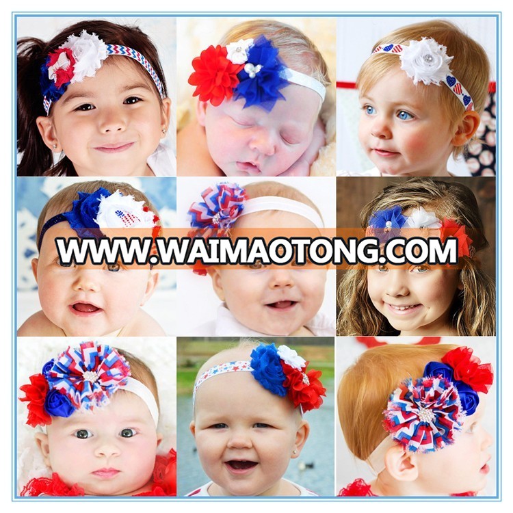 New trendy 4th of July baby girl headband fashion fabric flower headband