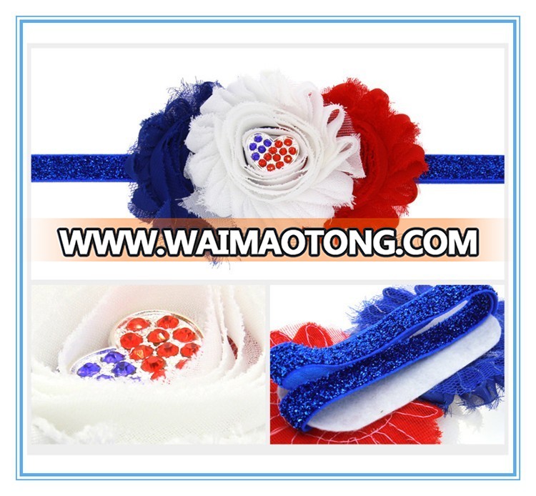 New trendy 4th of July baby girl headband fashion fabric flower headband