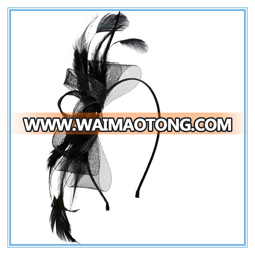 Fancy ladies black bow feather fascinator