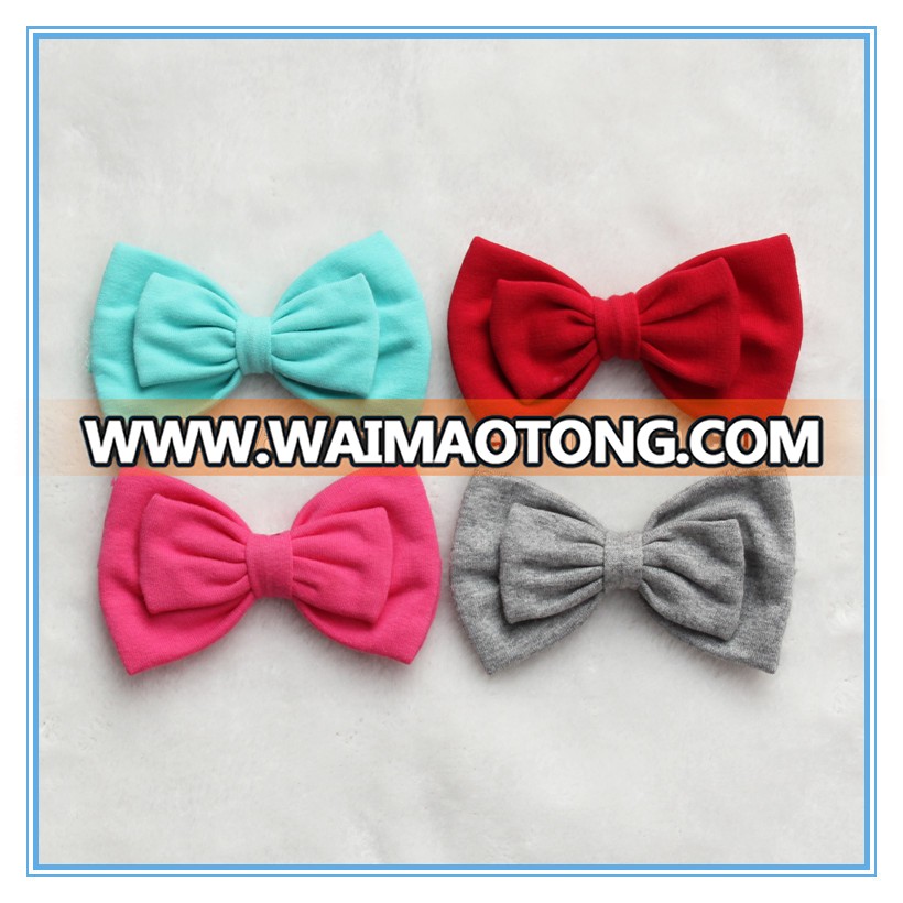 Handmade pure mint cotton hair bow with FOE elastic band decoration