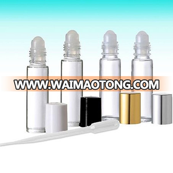 16mm glass roll on black and white silver golden cap for 10ml bottle