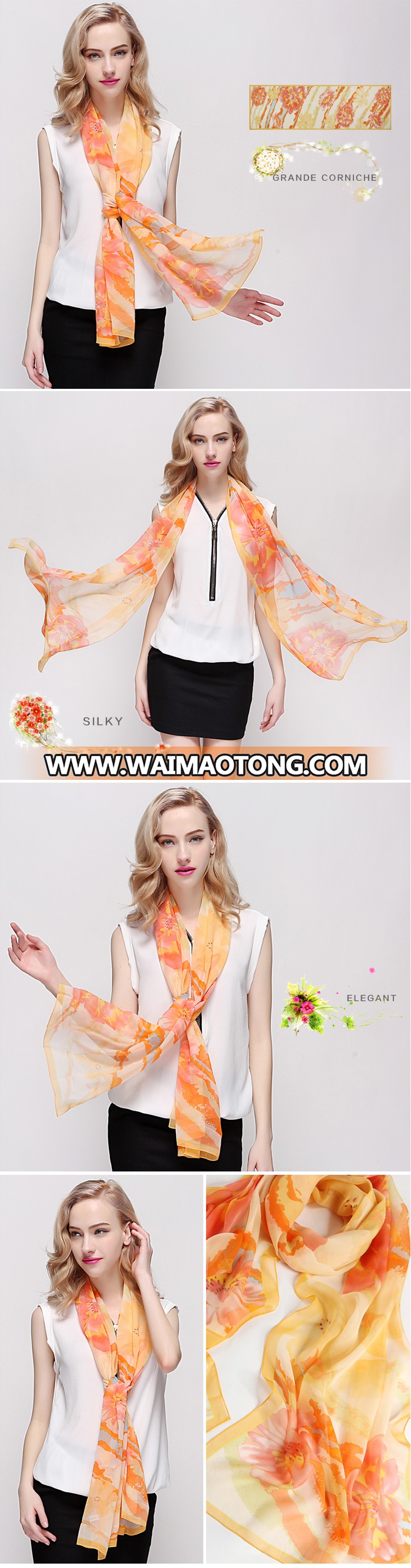 JANUARY KOMA chinese silk scarf shawl cool feeling summer scarf