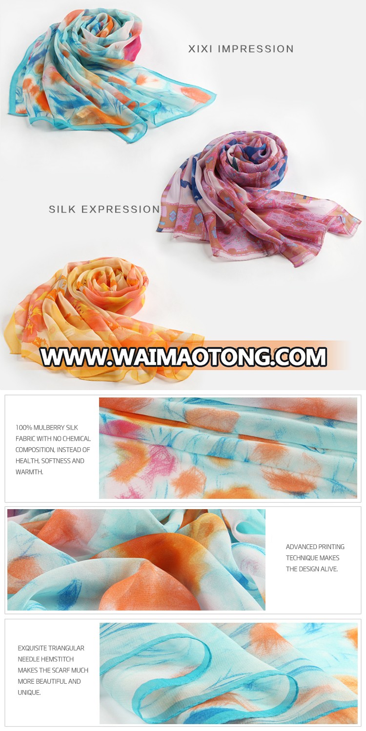 JANUARY KOMA chinese silk scarf shawl cool feeling summer scarf