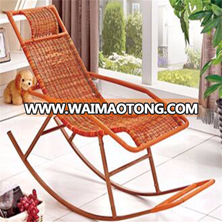 Balcony Garden Patio Furniture Rattan Rocking Chair Leisure Armrest Chair for Old Man