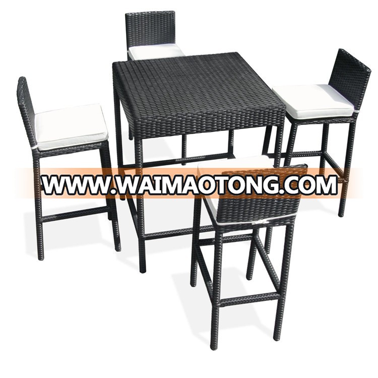 Black Rattan Garden 4 Seater Dining Set Chair Table Glass Patio Furniture