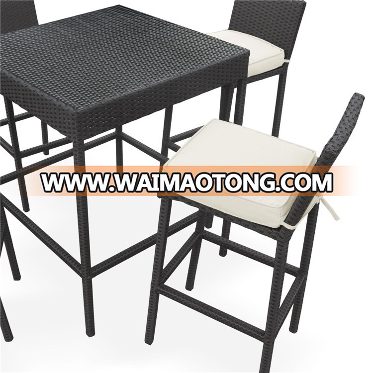 Black Rattan Garden 4 Seater Dining Set Chair Table Glass Patio Furniture