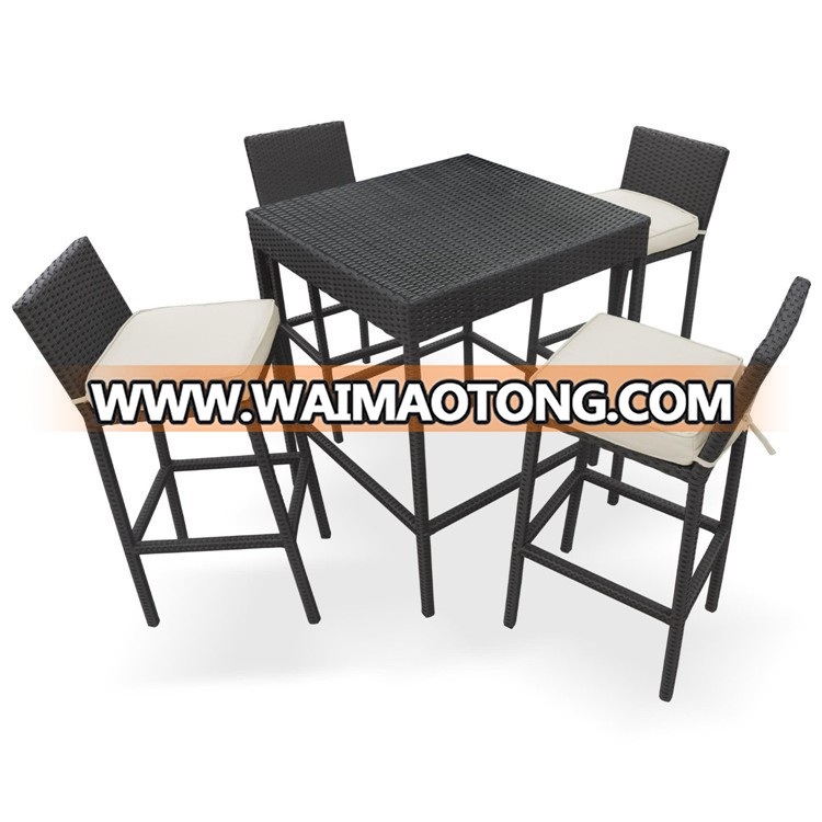 Black Rattan Garden 4 Seater Dining Set Chair Table Glass Patio Furniture