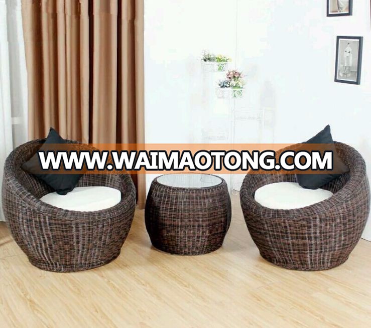 All Weather Rattan Bird Nest Furniture Chair and Modern Coffee Table Set in Outdoor