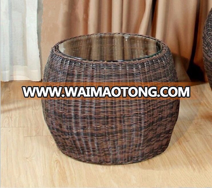 All Weather Rattan Bird Nest Furniture Chair and Modern Coffee Table Set in Outdoor