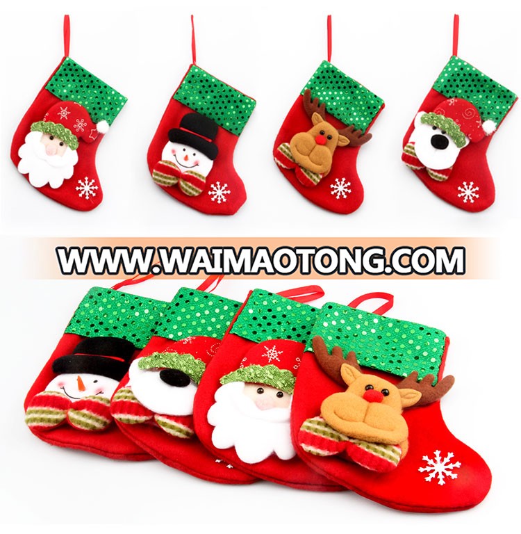 New Year Candy Gift Bag Xmas Tree Hanging Ornament Christmas Stockings Santa Claus Socks Decoration 2017