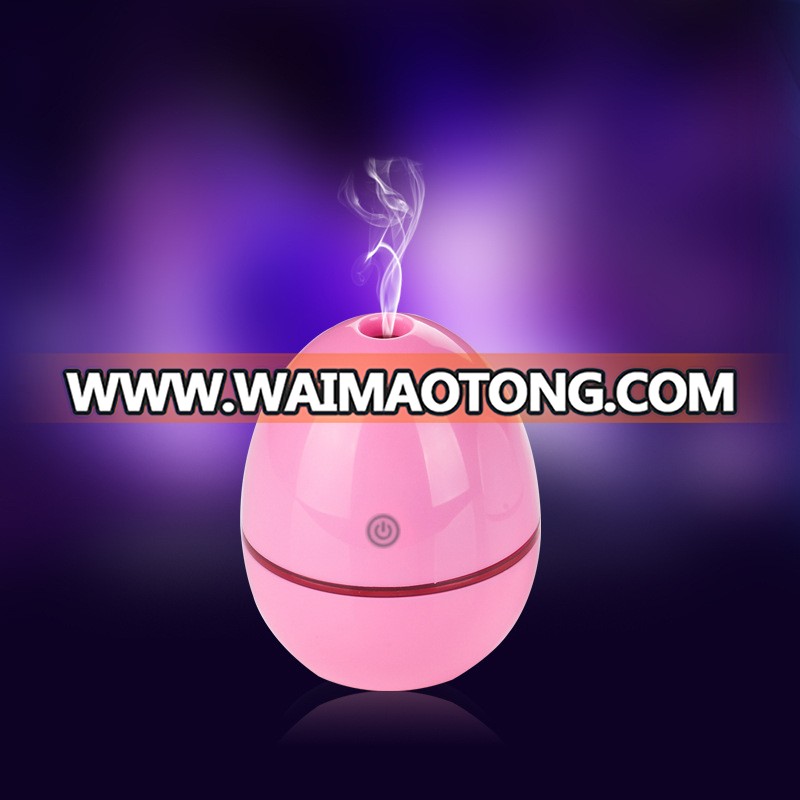 Portable LED Lights Changing Egg Shape Ultraso<em></em>nic Cool Mist Mini USB Aroma Car Air Humidifier Essential Oil Diffuser