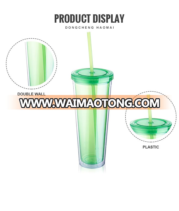 Custom Logo Thicken Plastic Tumbler With Straw