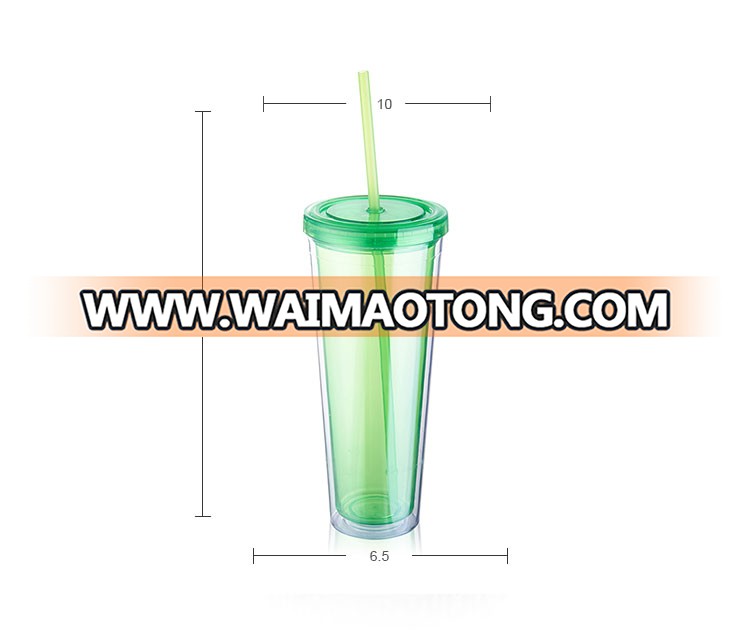 Custom Logo Thicken Plastic Tumbler With Straw