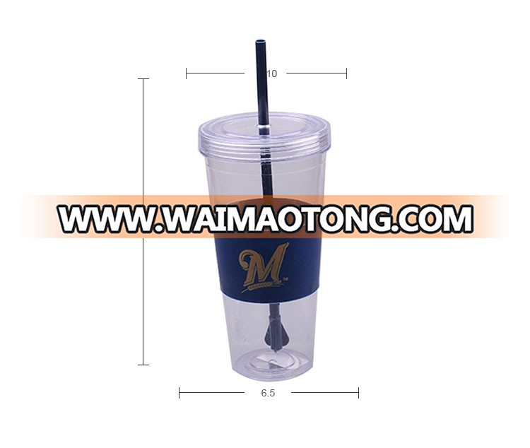 Durable 500Ml Promotion Transparent Plastic Straw Cup