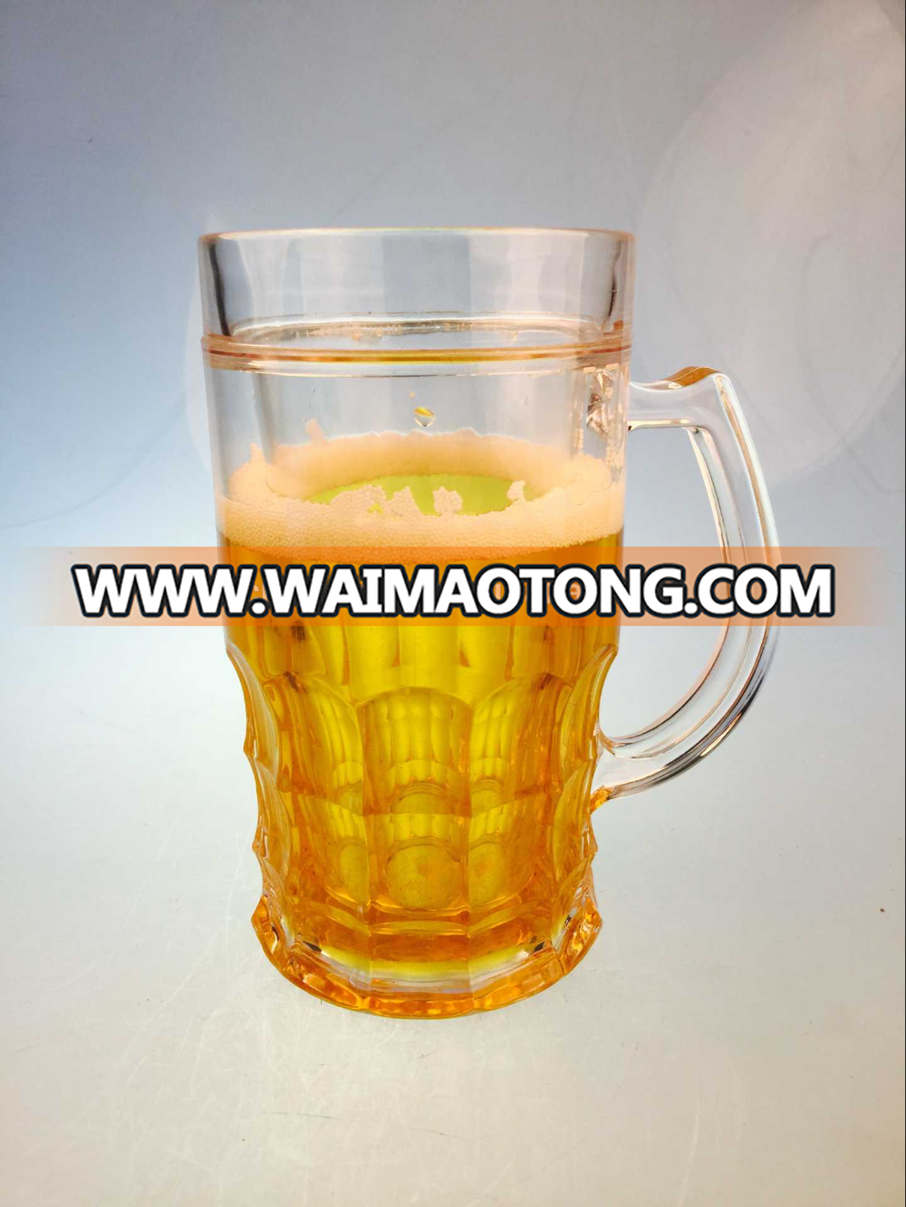 BE-006 420ml hot selling summer plastic beer ice mug with green liquid