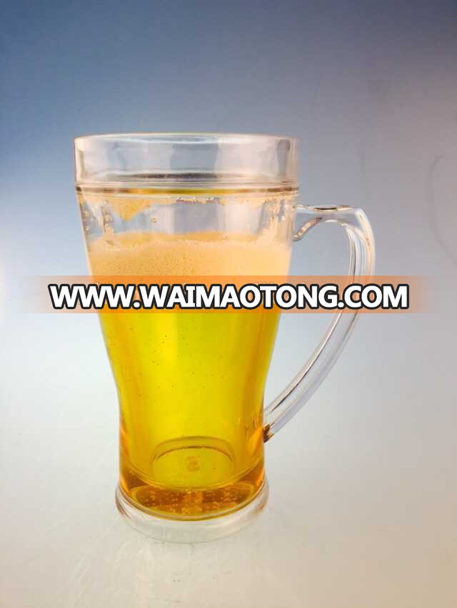 BE-006 420ml hot selling summer plastic beer ice mug with green liquid