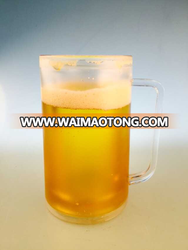 BE-006 420ml hot selling summer plastic beer ice mug with green liquid