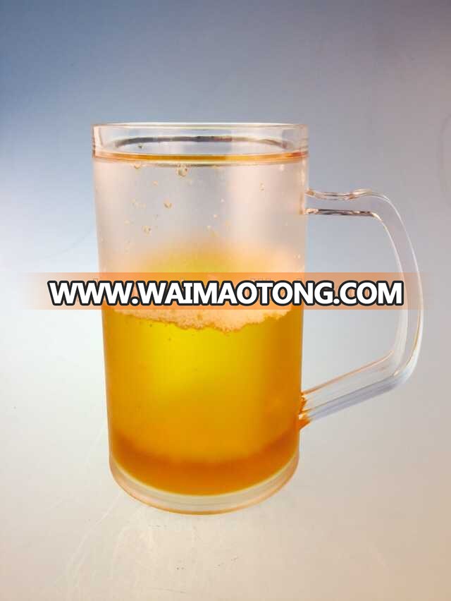 BE-006 420ml hot selling summer plastic beer ice mug with green liquid