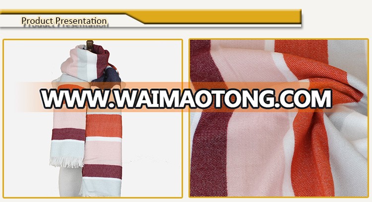 Cheap Price Long Charming Acrylic Winter Striped Scarf By Factory China