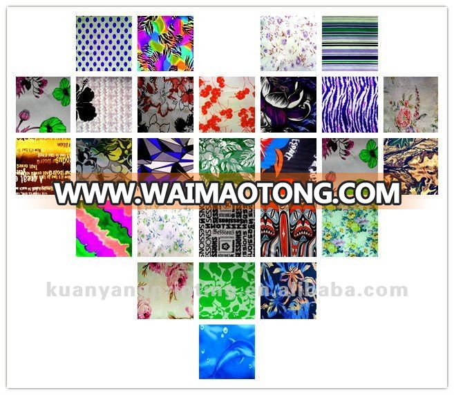 Plain 4 way stretch Poly Spandex flower transfer print Fabric for shorts