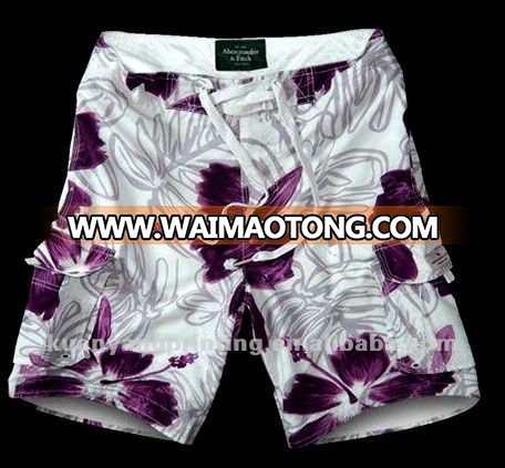 plain 32S*100D cotton nylon transfer print beachshorts