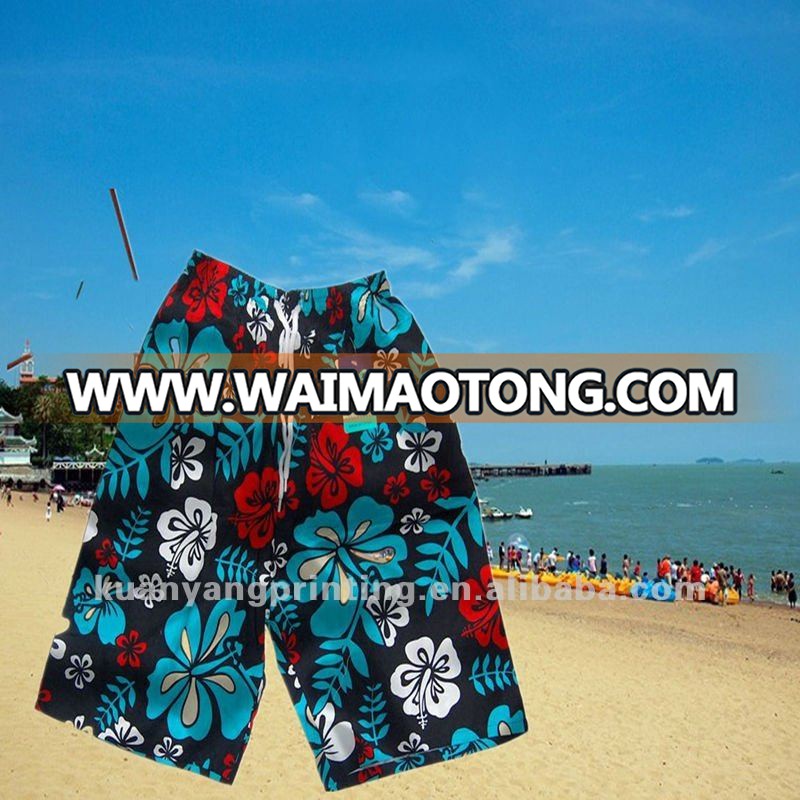 Colorful Pattern Polyester Spandex woven Print material Fabric shorts men