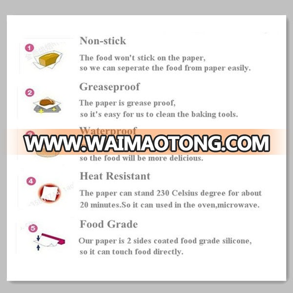 FDA Approved 1/S or 2/S Silico<em></em>ned Cooking Oven Paper in Custom Size