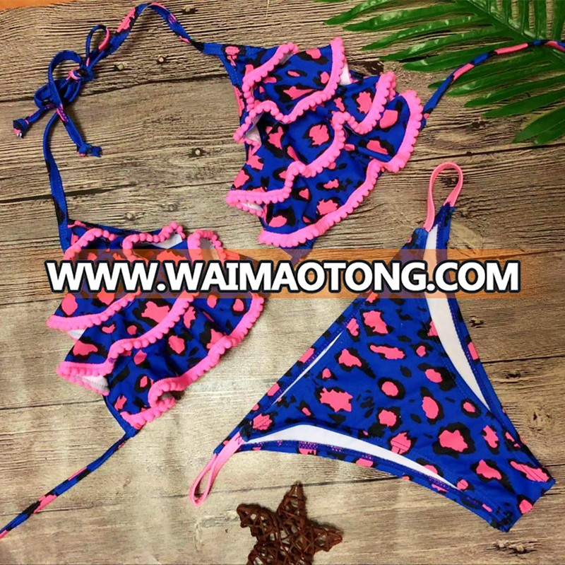 ZY2879 high quality dark bule digital printing swimwear 2018